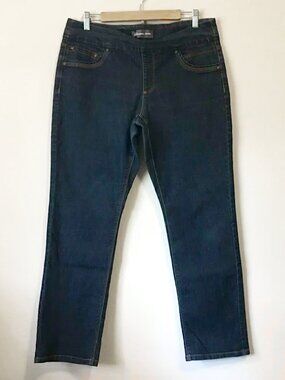 Reitmans Petite Dark Blue Jeans Size 12P Straight Leg Dark Wash Stretch